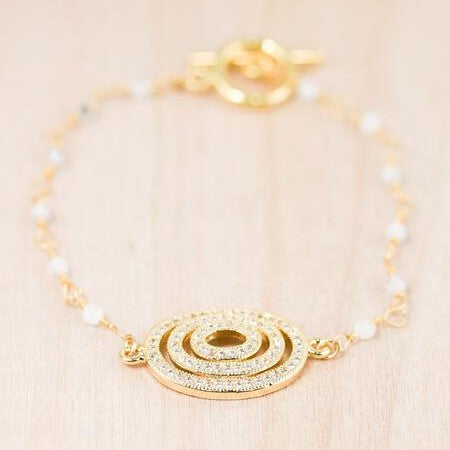 18K Toggle Evil Eye Moonstone Bracelet