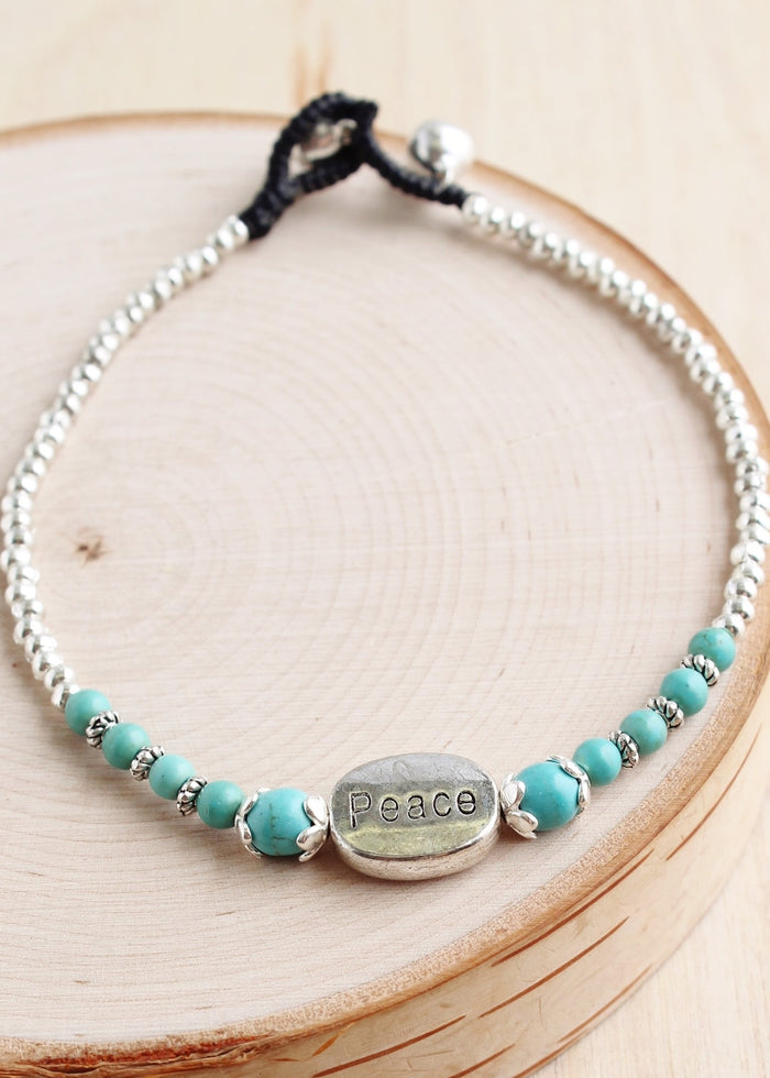 Peace Stone Alloy Anklet