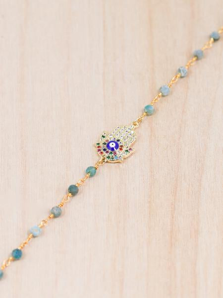 18K Toggle Sm Hamsa Blue Apatite Bracelet