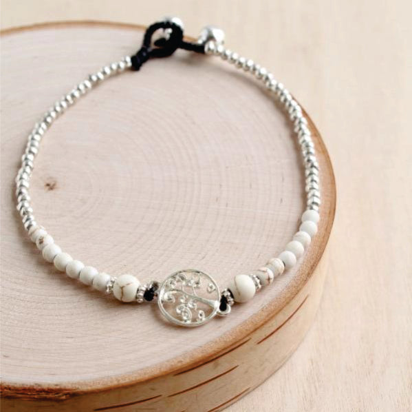 Tree Of Life Stone Alloy Anklet