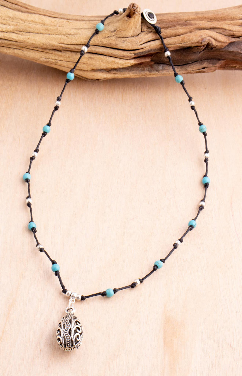 Turquoise Filigree Alloy Choker