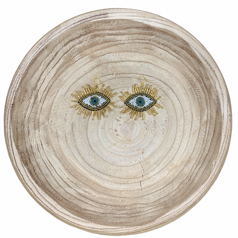Gold Eyelash Evil Eye Earrings